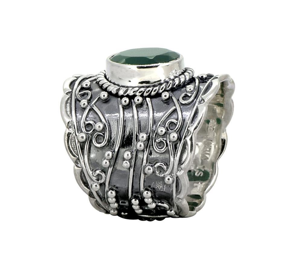 Green Onyx Solid 925 Sterling Silver Designer Ring Jewelry - YoTreasure