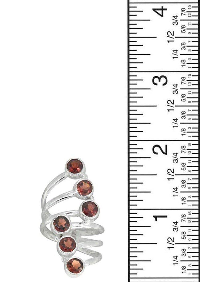 Natural Garnet Solid 925 Sterling Silver Designer Bypass Ring Jewelry - YoTreasure