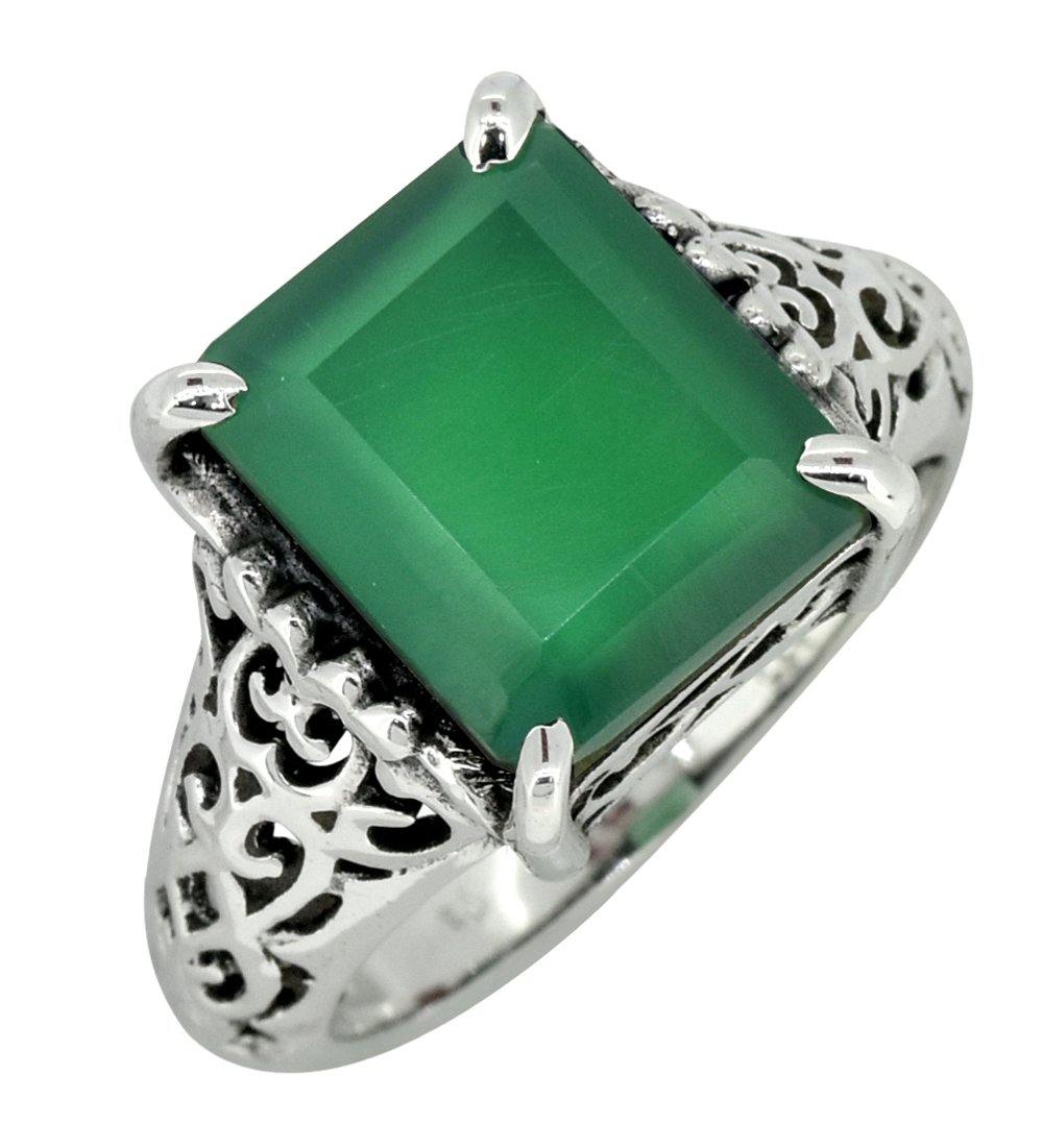 Green Onyx Ring Solid 925 Sterling Silver Gemstone Jewelry - YoTreasure