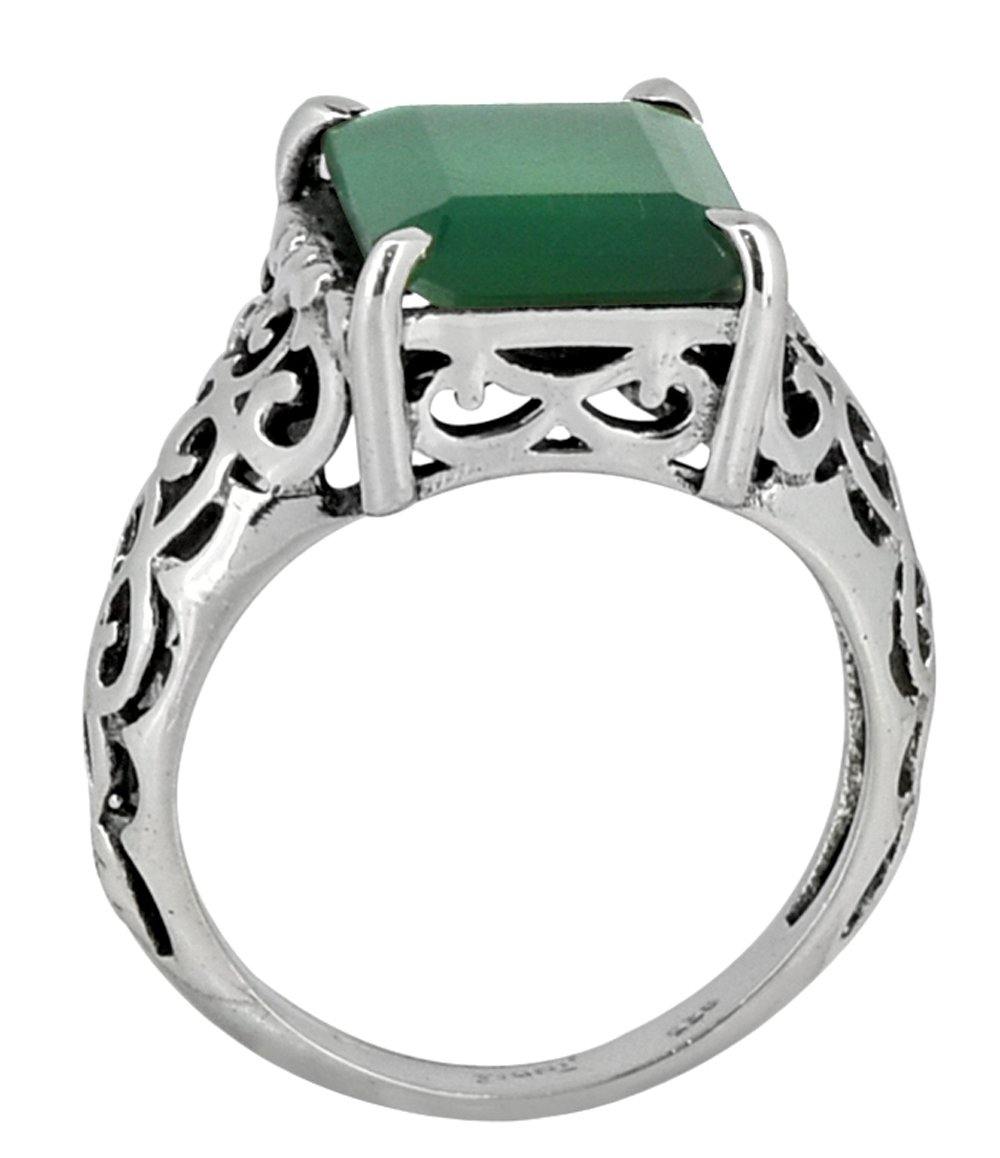 Green Onyx Ring Solid 925 Sterling Silver Gemstone Jewelry - YoTreasure