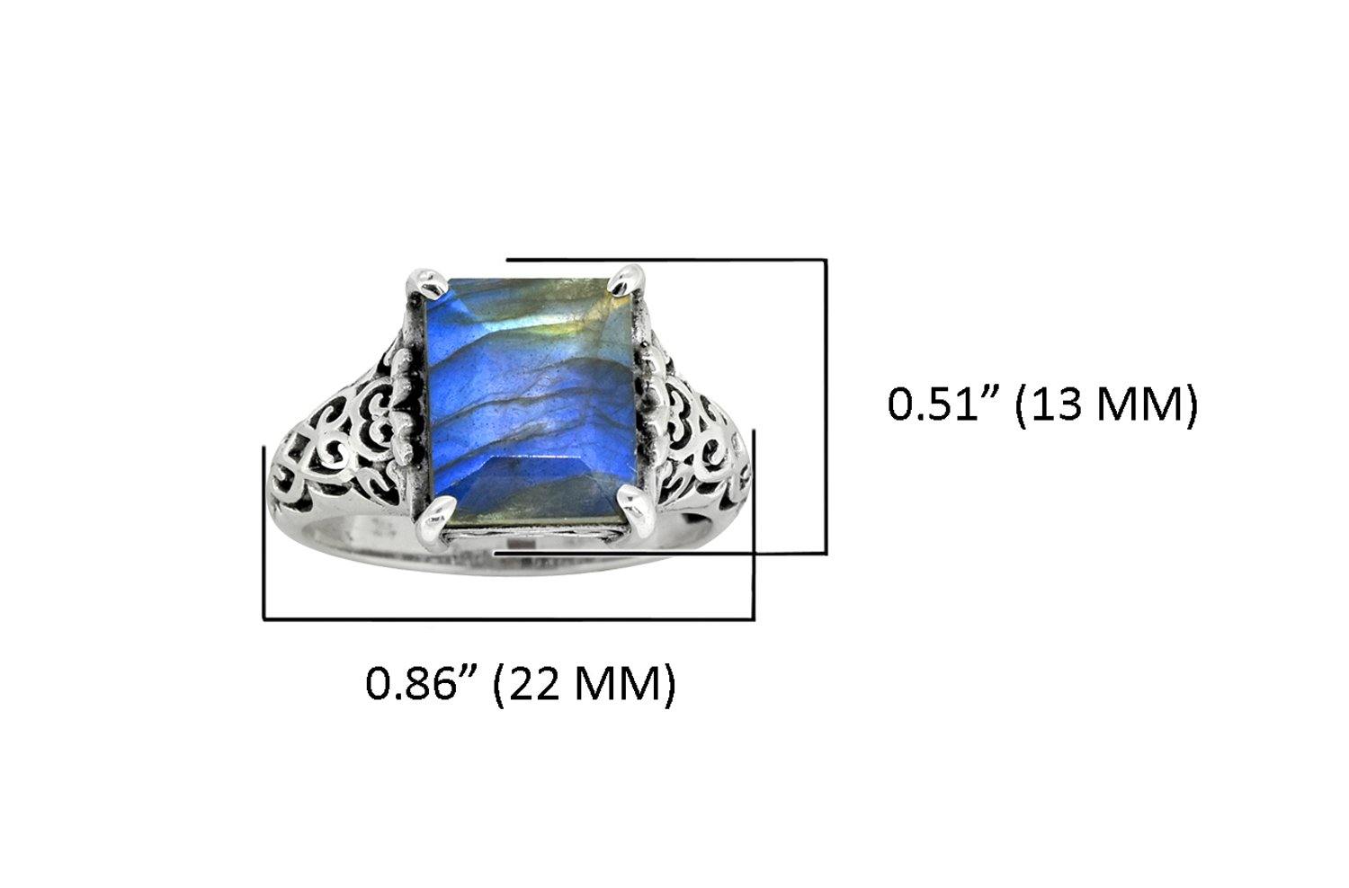 Labradorite Ring Solid 925 Sterling Silver Gemstone Jewelry - YoTreasure