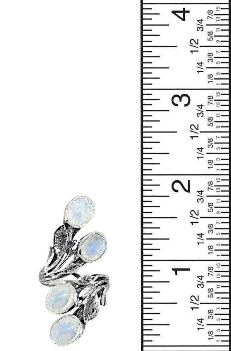 Rainbow Moonstone Solid 925 Sterling Silver Bypass Ring Jewelry - YoTreasure