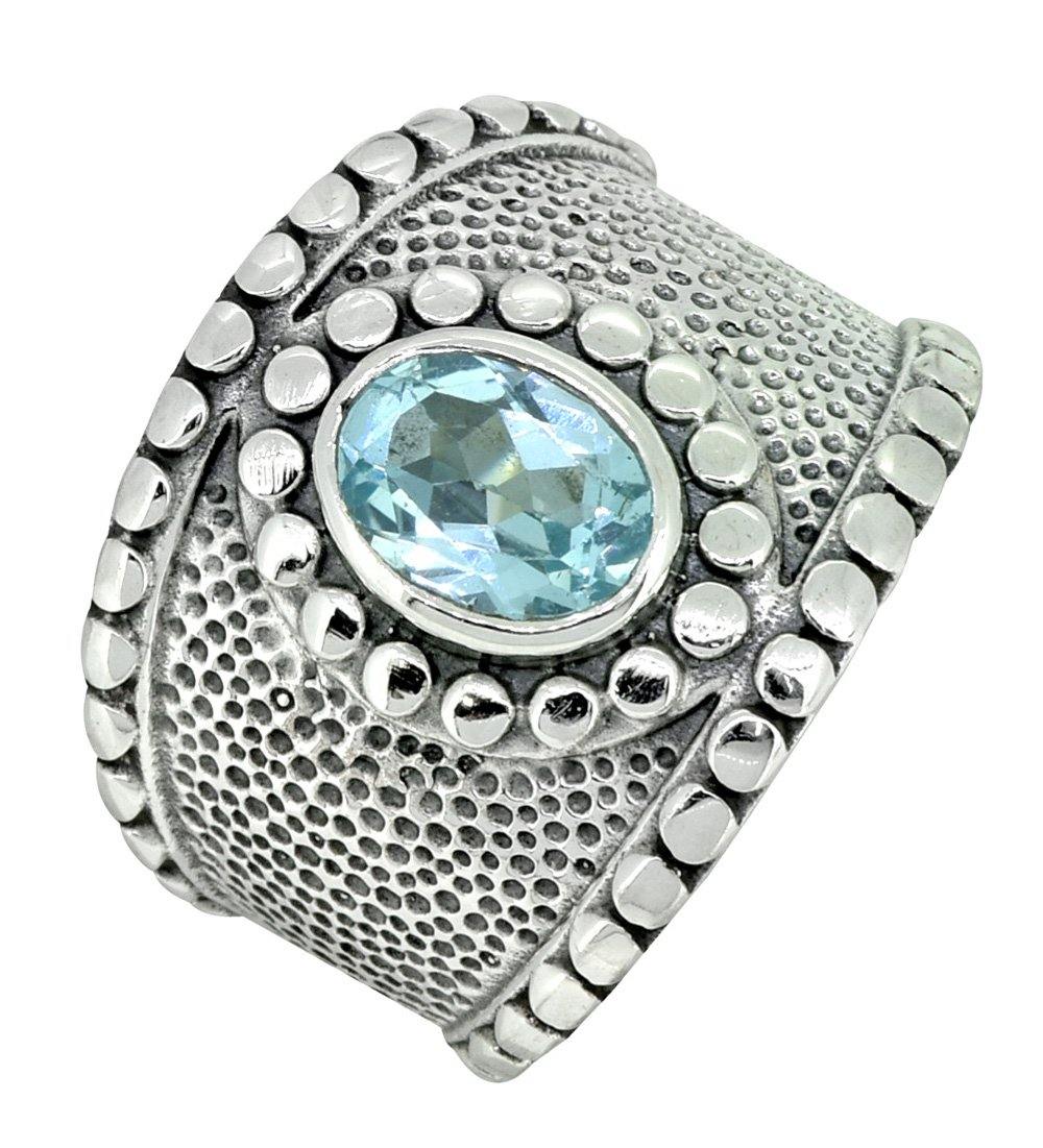 Sky Blue Topaz Solid 925 Sterling Silver Designer Ring Jewelry - YoTreasure