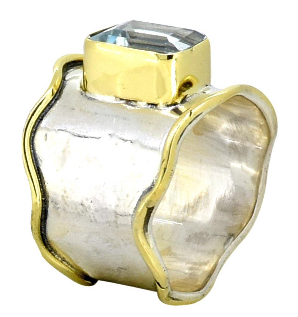 Blue Topaz Solid 925 Sterling Silver Brass Gemstone Ring - YoTreasure