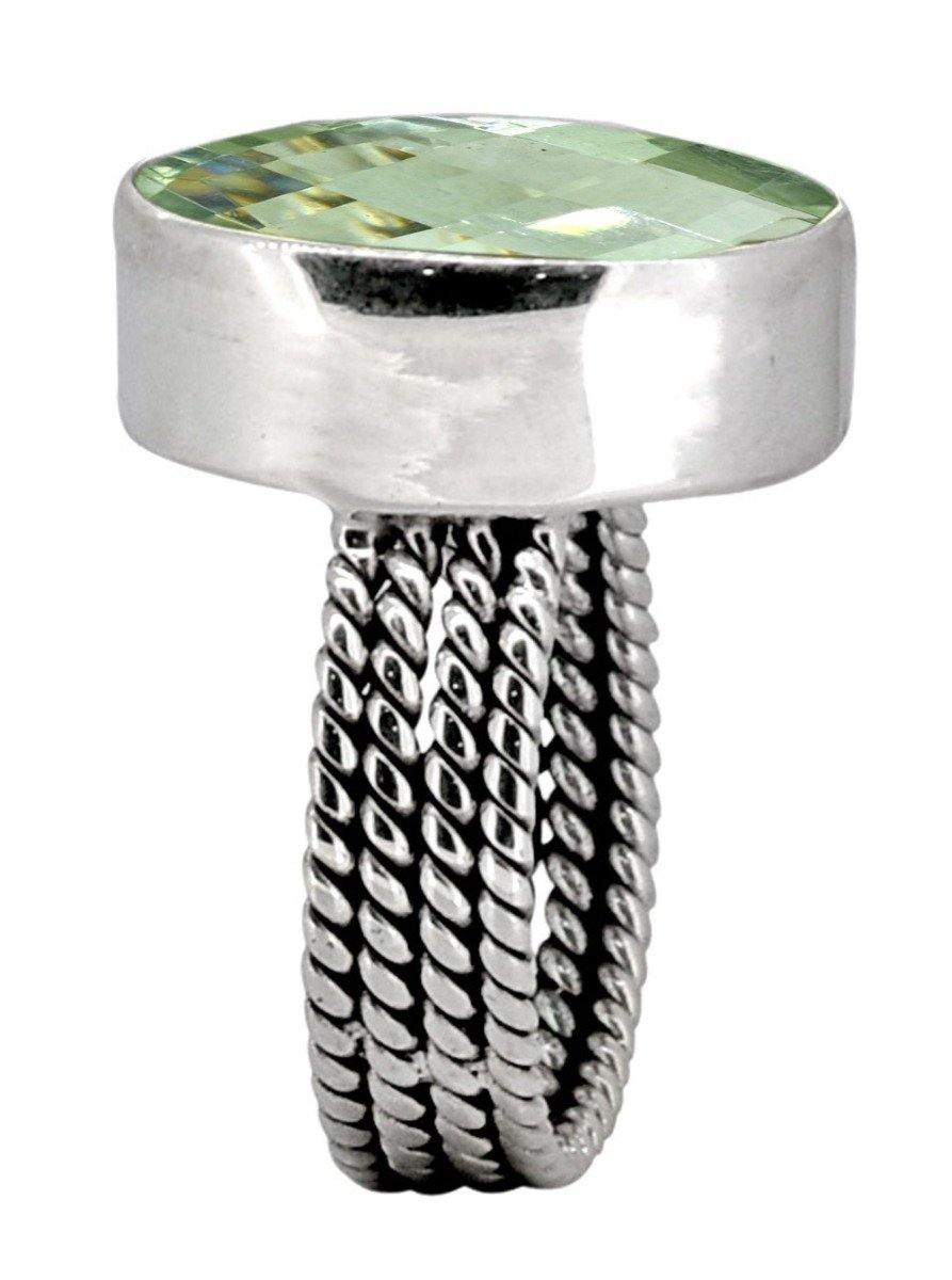 Green Amethyst Solid 925 Sterling Silver Gemstone Ring - YoTreasure