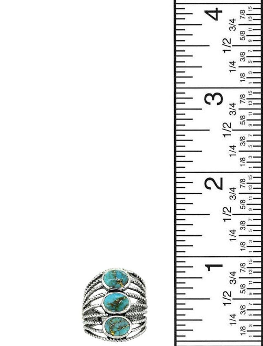 Turquoise Solid 925 Sterling Silver Multi Layer Gemstone Ring - YoTreasure
