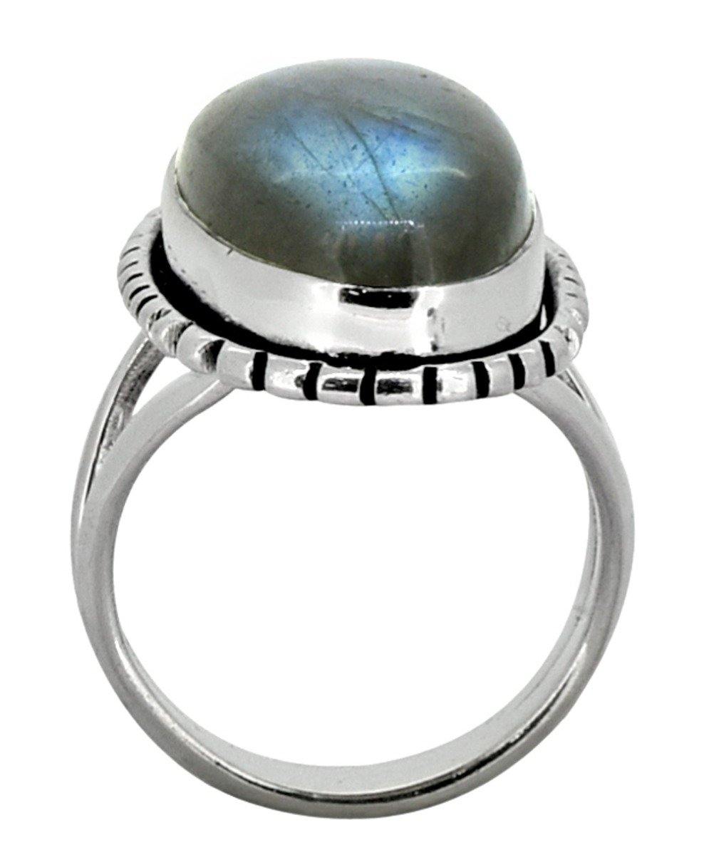 Genuine Labradorite Ring Solid 925 Sterling Silver Jewelry - YoTreasure