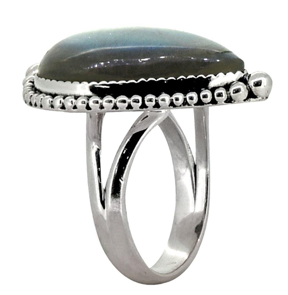 Labradorite Solid 925 Sterling Silver Teardrop Ring Jewelry - YoTreasure