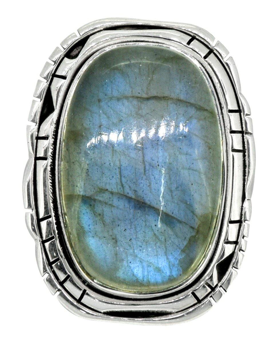 Blue Fire Labradorite Solid 925 Sterling Silver Ring Jewelry - YoTreasure