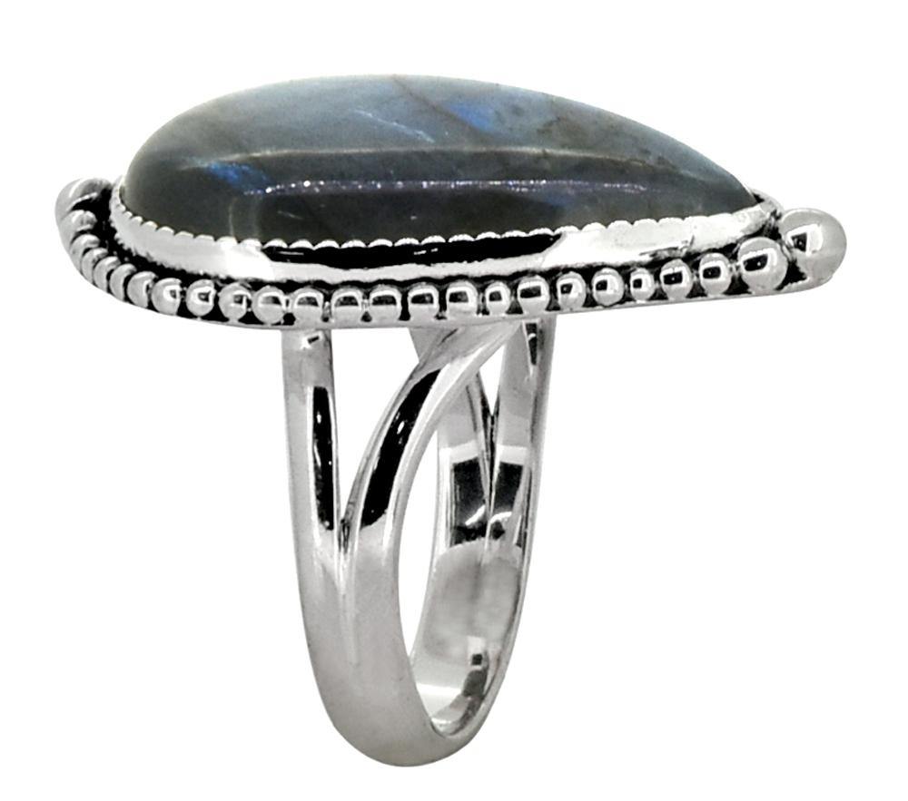 Labradorite Teardrop Ring Solid 925 Sterling Silver Jewelry - YoTreasure