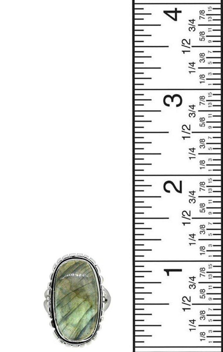 Solid 925 Sterling Silver Genuine Labradorite Ring - YoTreasure