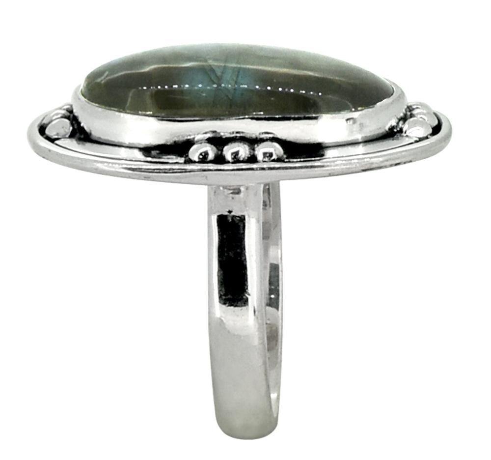 Genuine Labradorite Ring Solid 925 Sterling Silver Womens Jewelry - YoTreasure