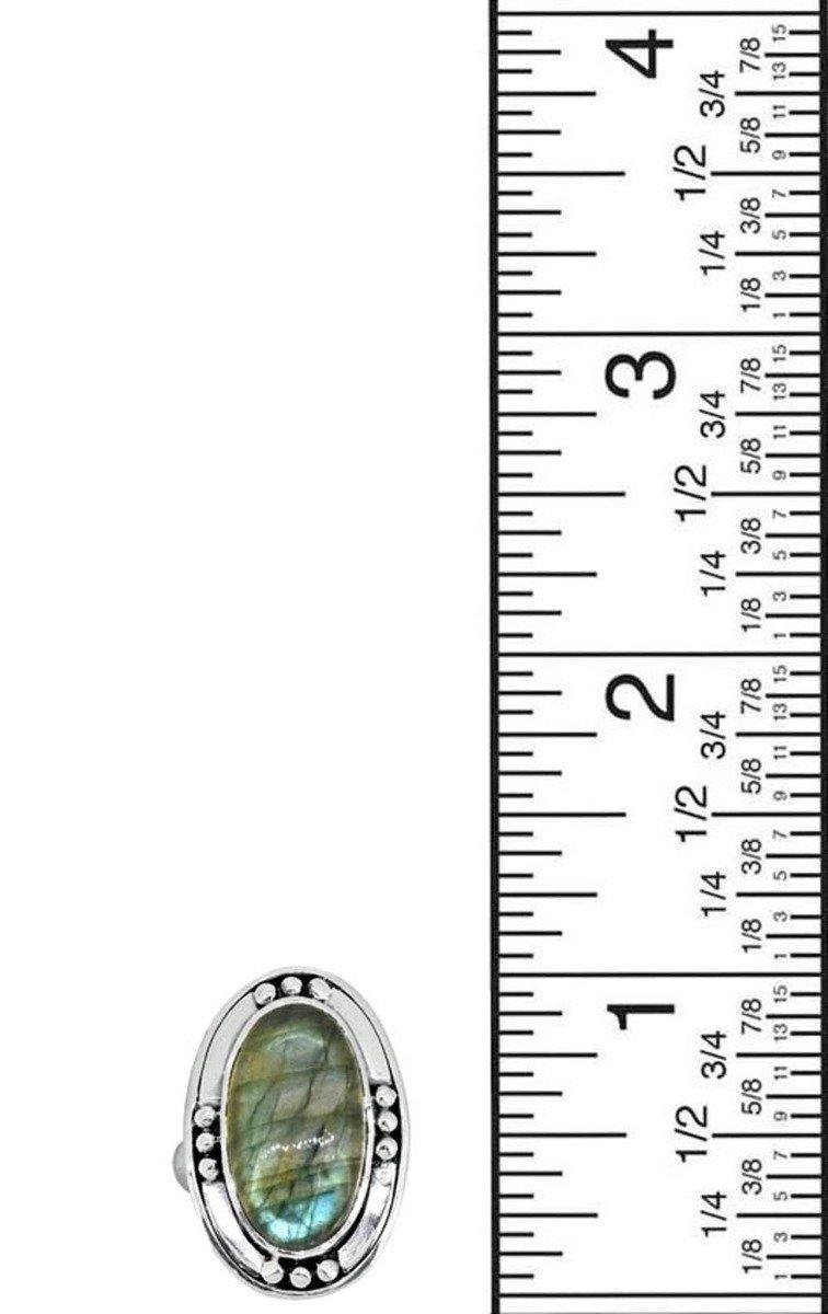 Genuine Labradorite Ring Solid 925 Sterling Silver Womens Jewelry - YoTreasure