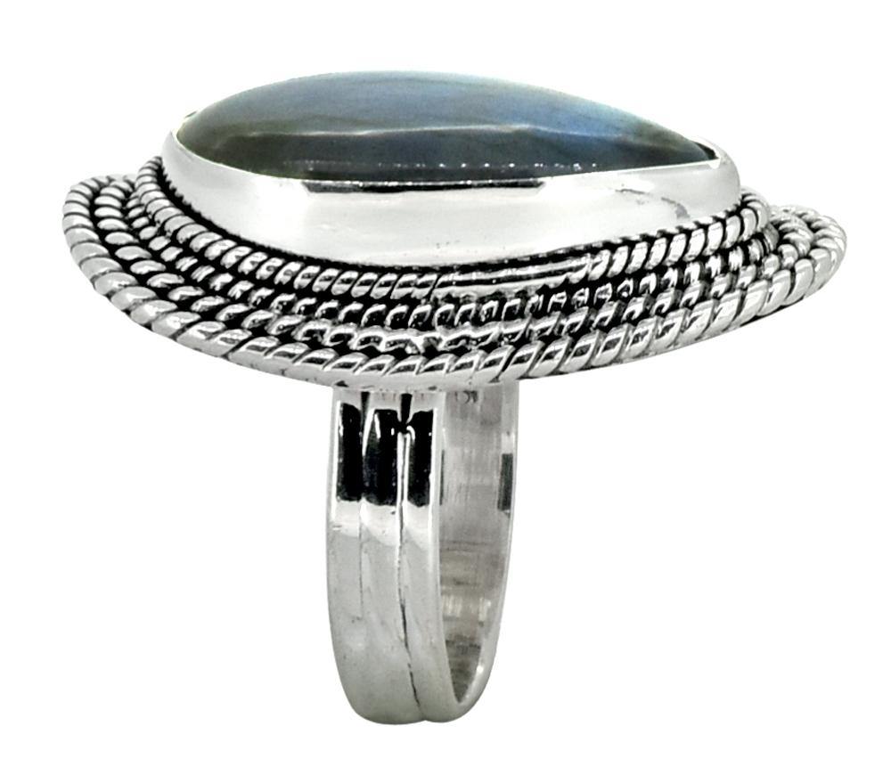 Genuine Labradorite Solid 925 Sterling Silver Ring Jewelry - YoTreasure