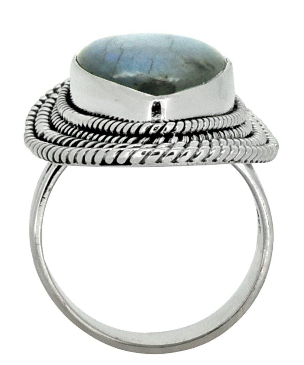 Genuine Labradorite Solid 925 Sterling Silver Ring Jewelry - YoTreasure