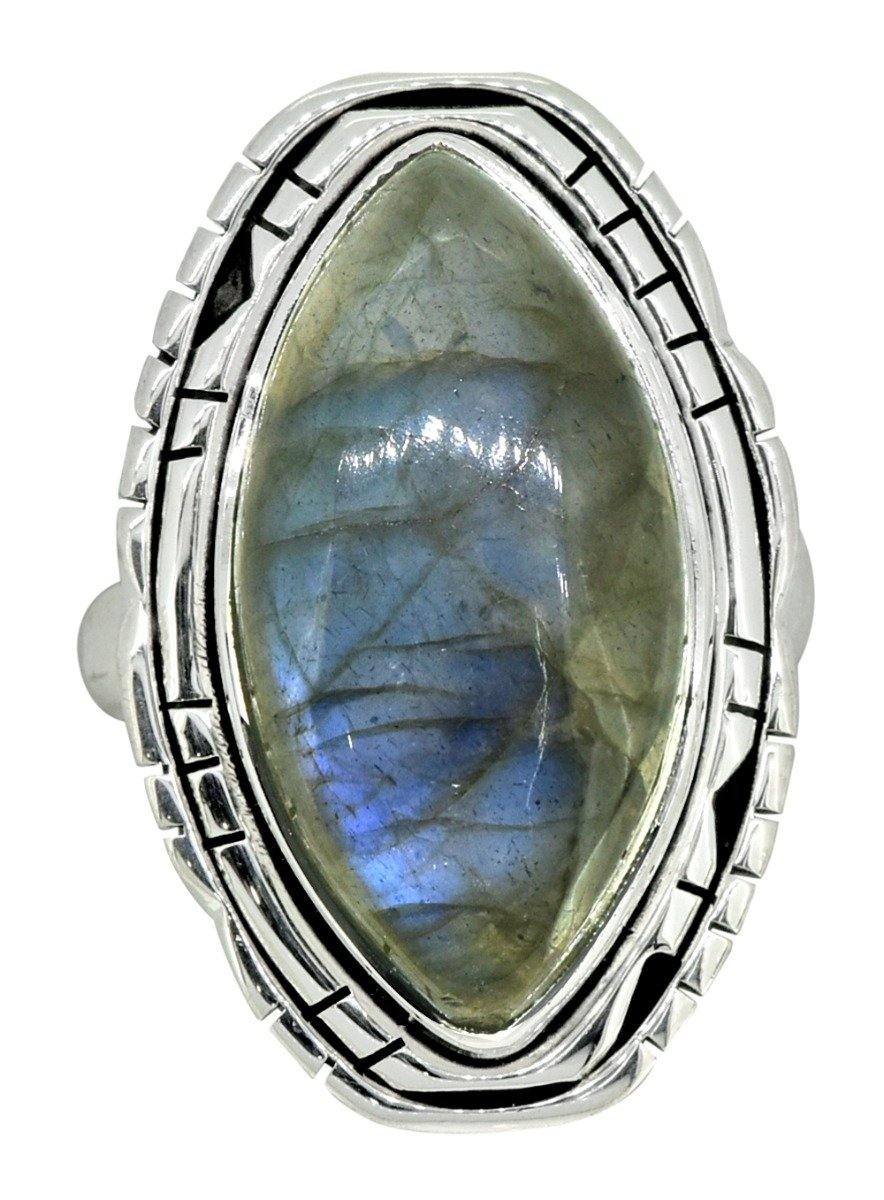 Natural Blue Fire Labradorite Solid 925 Sterling Silver Ring Jewelry - YoTreasure