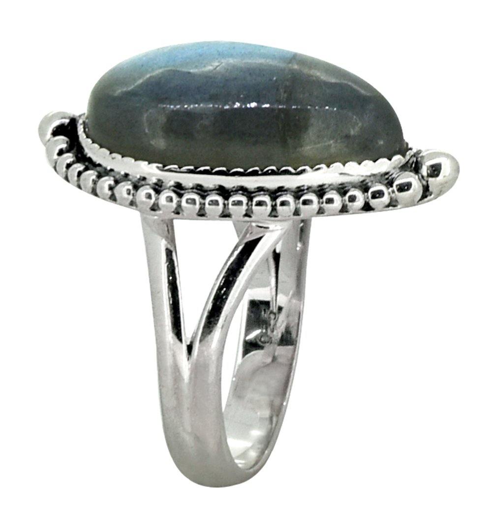 Natural Blue Labradorite Solid 925 Sterling Silver Ring Jewelry - YoTreasure
