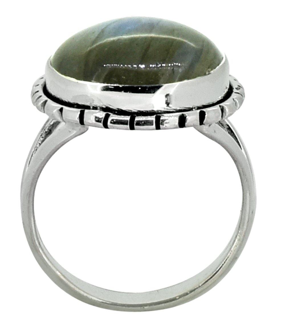 Labradorite Solid 925 Sterling Silver Split Shank Ring Jewelry - YoTreasure