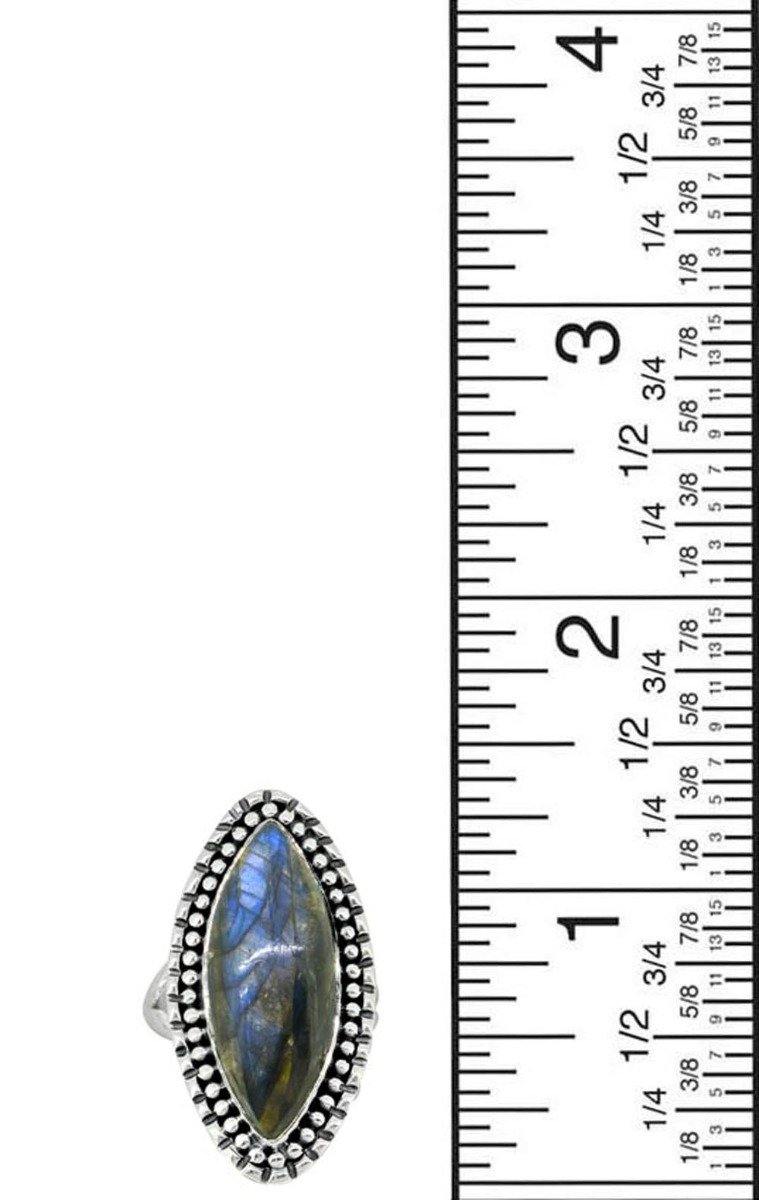 Blue Labradorite Ring Solid 925 Sterling Silver - YoTreasure