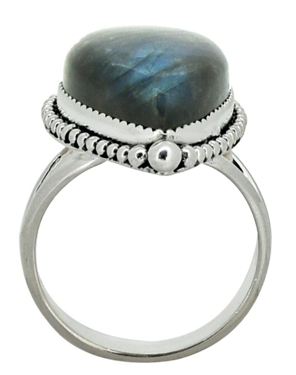 Blue Fire Labradorite Ring Solid 925 Sterling Silver - YoTreasure