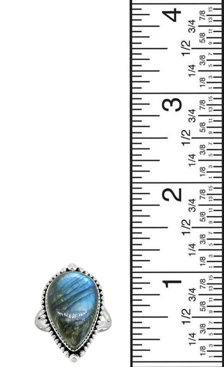 Blue Fire Labradorite Ring Solid 925 Sterling Silver - YoTreasure