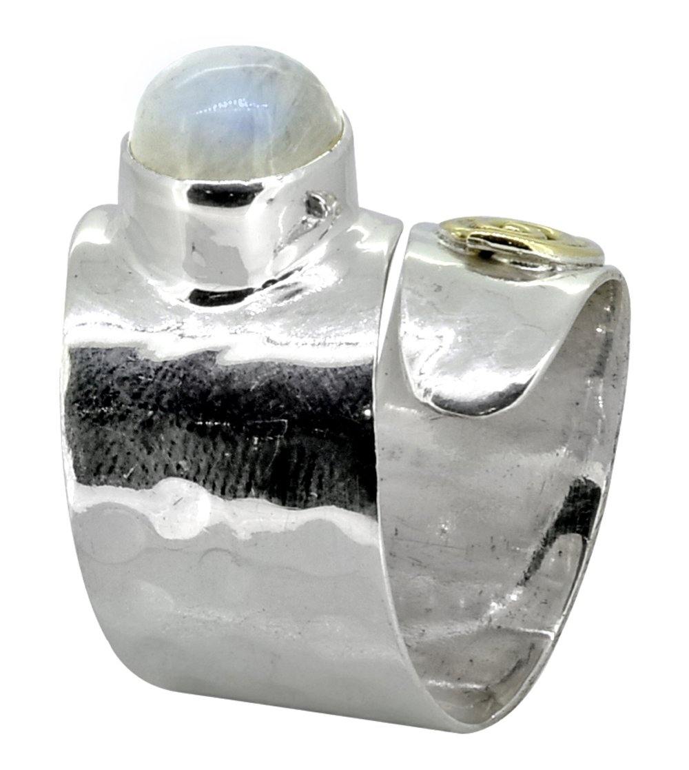 Moonstone Solid 925 Sterling Silver Brass Ring Jewelry - YoTreasure