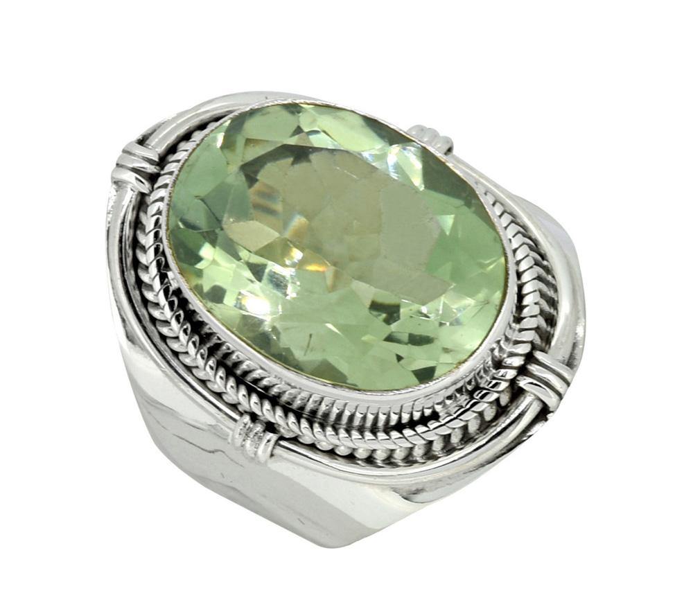 Natural Green Amethyst Ring 925 Sterling Silver Designer Jewelry - YoTreasure