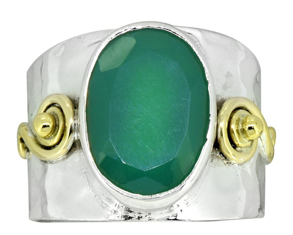 Green Onyx Ring 925 Sterling Silver Brass Designer Jewelry - YoTreasure