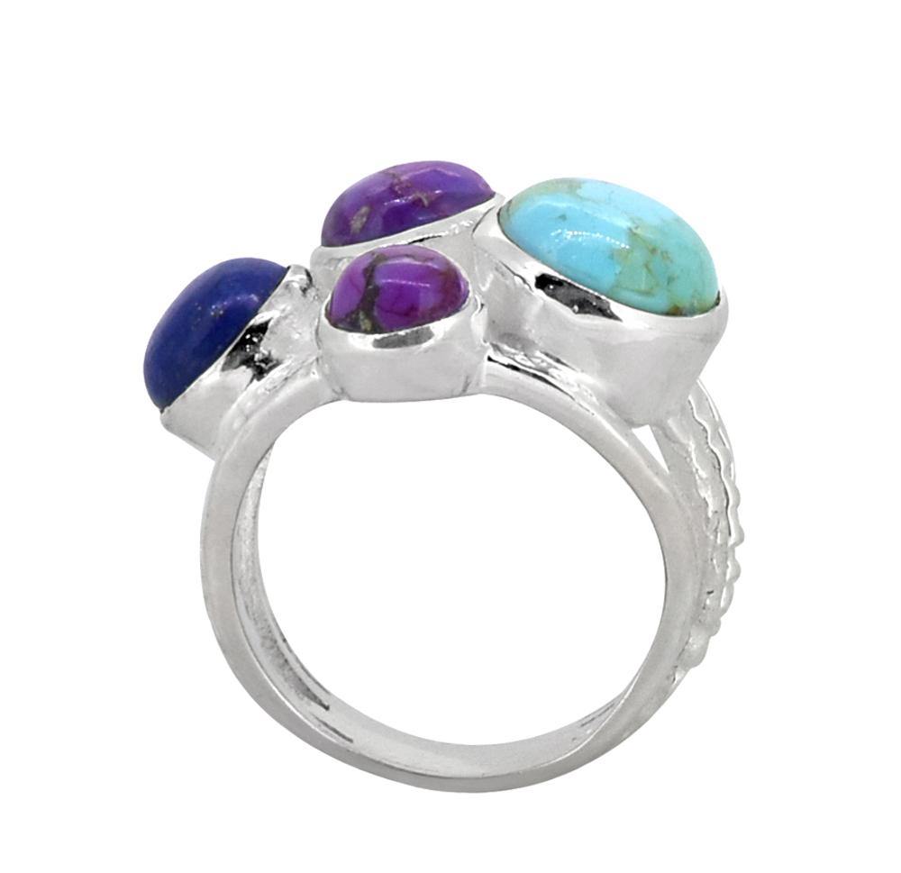 Mohave Turquoise Lapis Solid 925 Sterling Silver Designer Ring Jewelry - YoTreasure