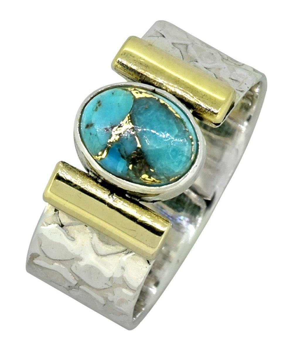 Turquoise Ring Solid 925 Sterling Silver Brass Gemstone Jewelry - YoTreasure