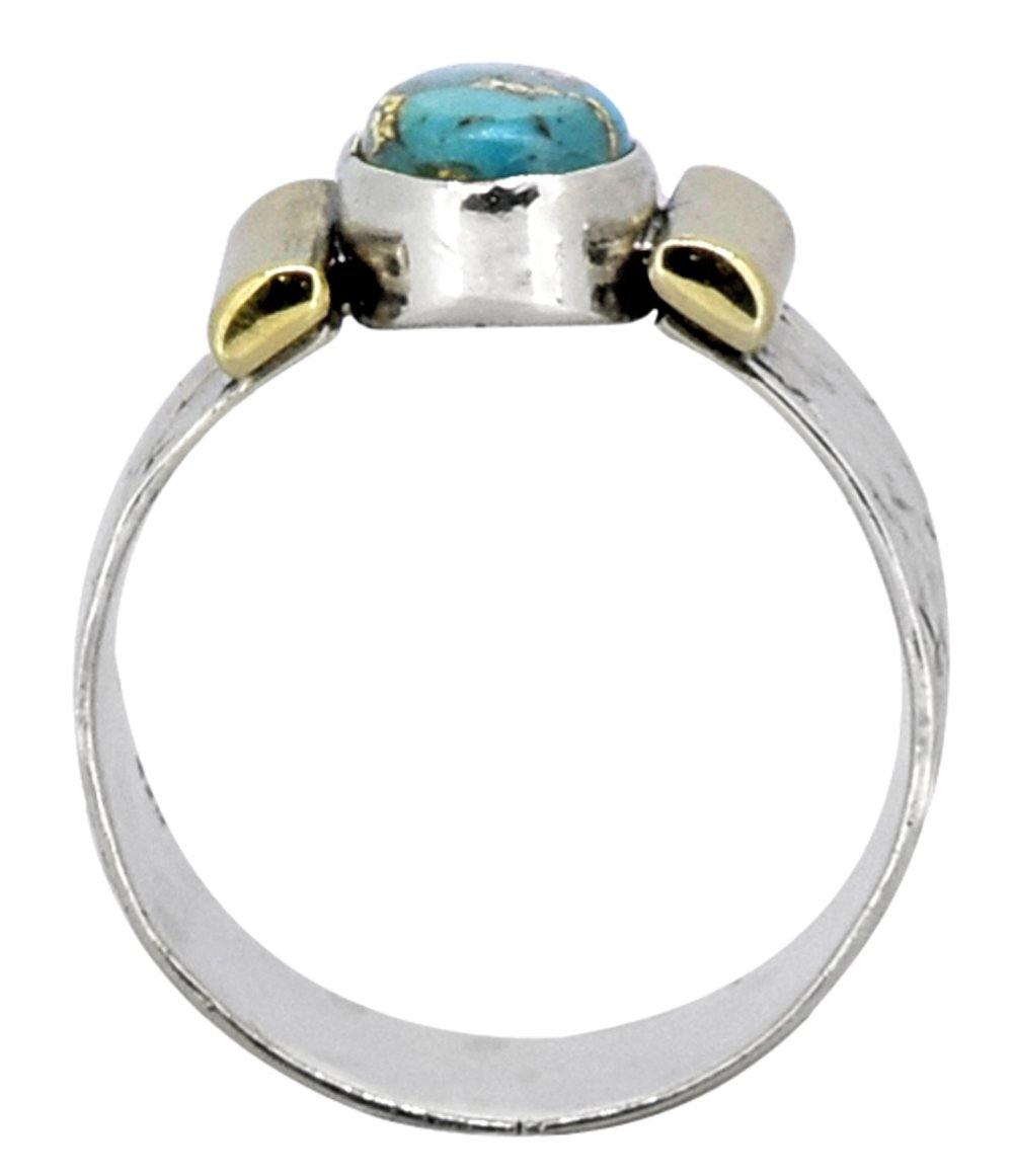 Turquoise Ring Solid 925 Sterling Silver Brass Gemstone Jewelry - YoTreasure