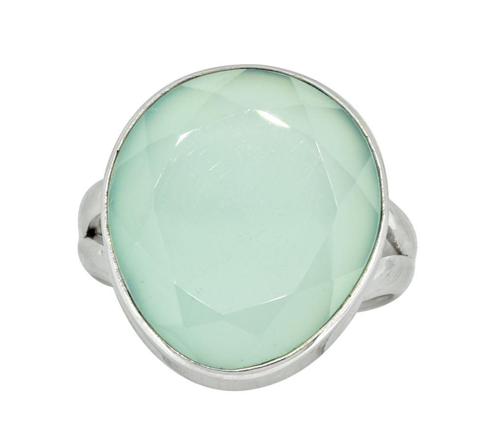 Aqua Chalcedony Ring Solid 925 Sterling Silver Gemstone Jewelry - YoTreasure