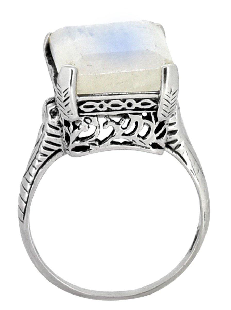 Rainbow Moonstone Ring Solid 925 Sterling Silver Gemstone Jewelry - YoTreasure