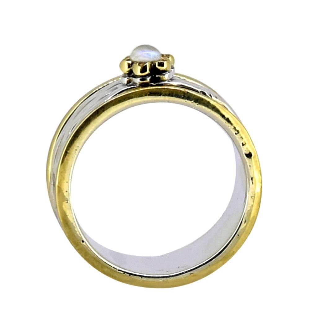 Rainbow Moonstone Solid 925 Sterling Silver Meditation Spinning Ring Jewelry - YoTreasure