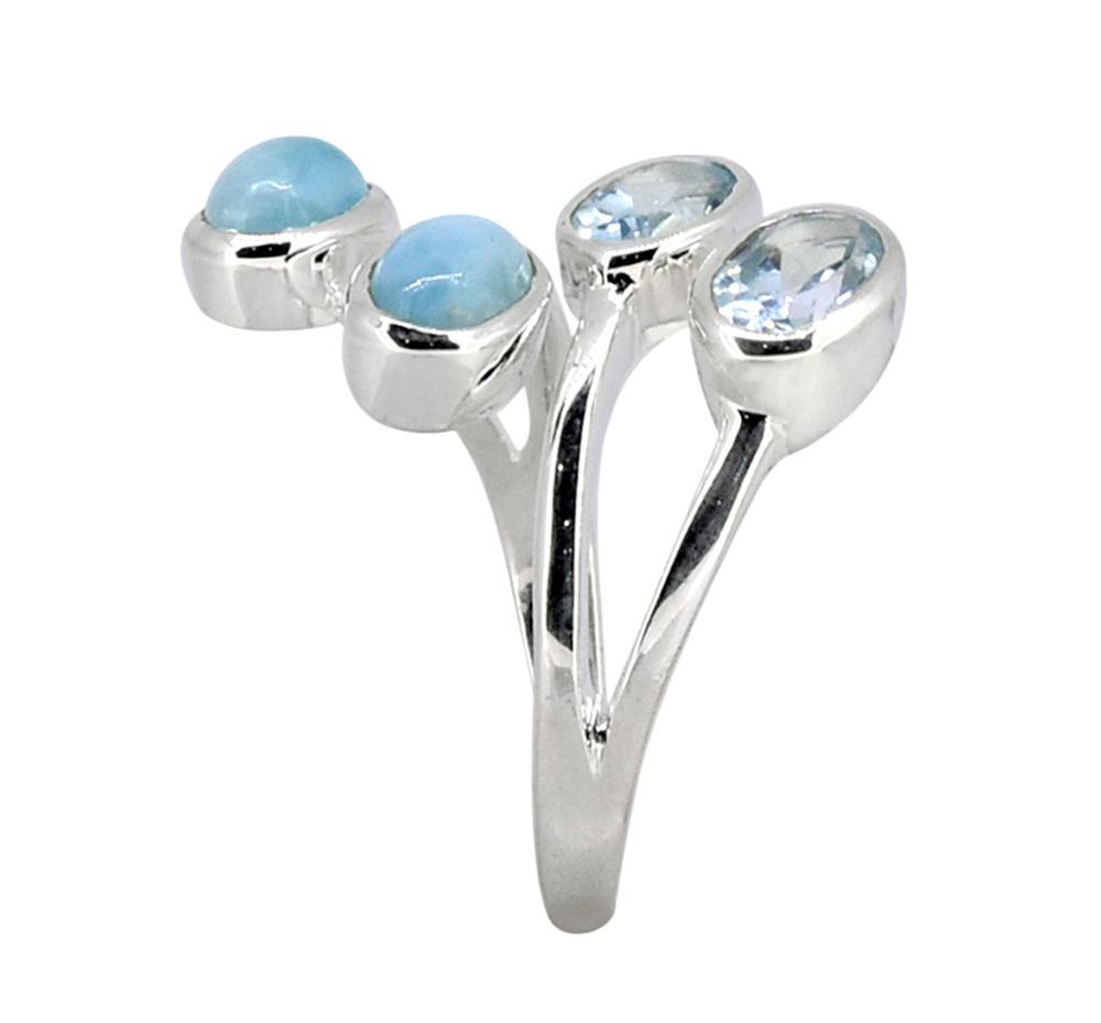 Natural Larimar Blue Topaz Gemstone Ring - YoTreasure