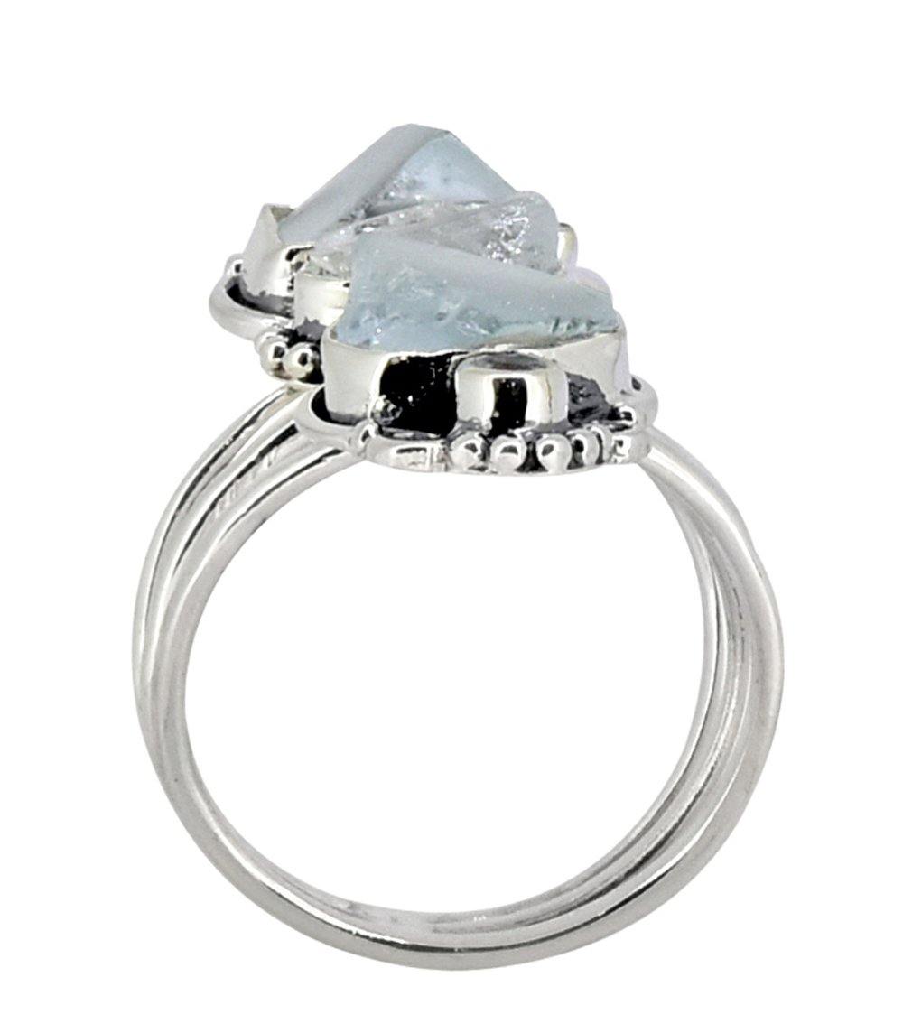 Rough Blue Topaz Solid 925 Sterling Silver Designer Ring Jewelry - YoTreasure
