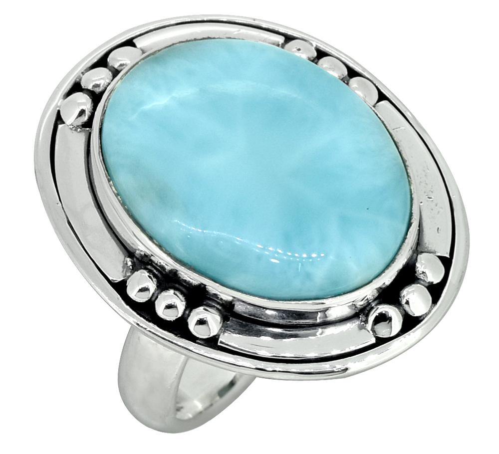 Larimar Ring Solid 925 Sterling Silver Gemstone Jewelry - YoTreasure