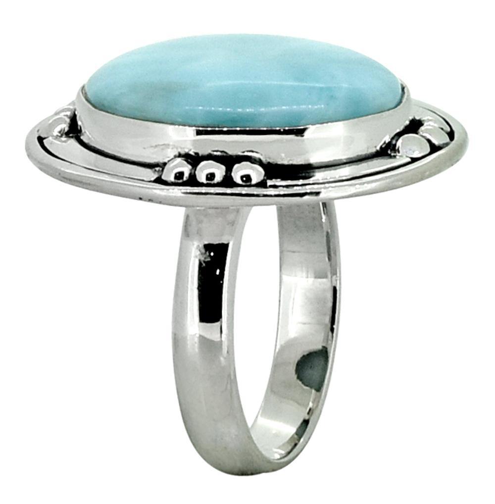 Larimar Ring Solid 925 Sterling Silver Gemstone Jewelry - YoTreasure