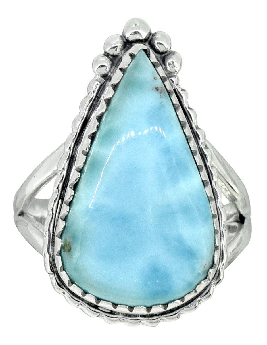 Natural Larimar Ring Solid 925 Sterling Silver Gemstone Jewelry - YoTreasure