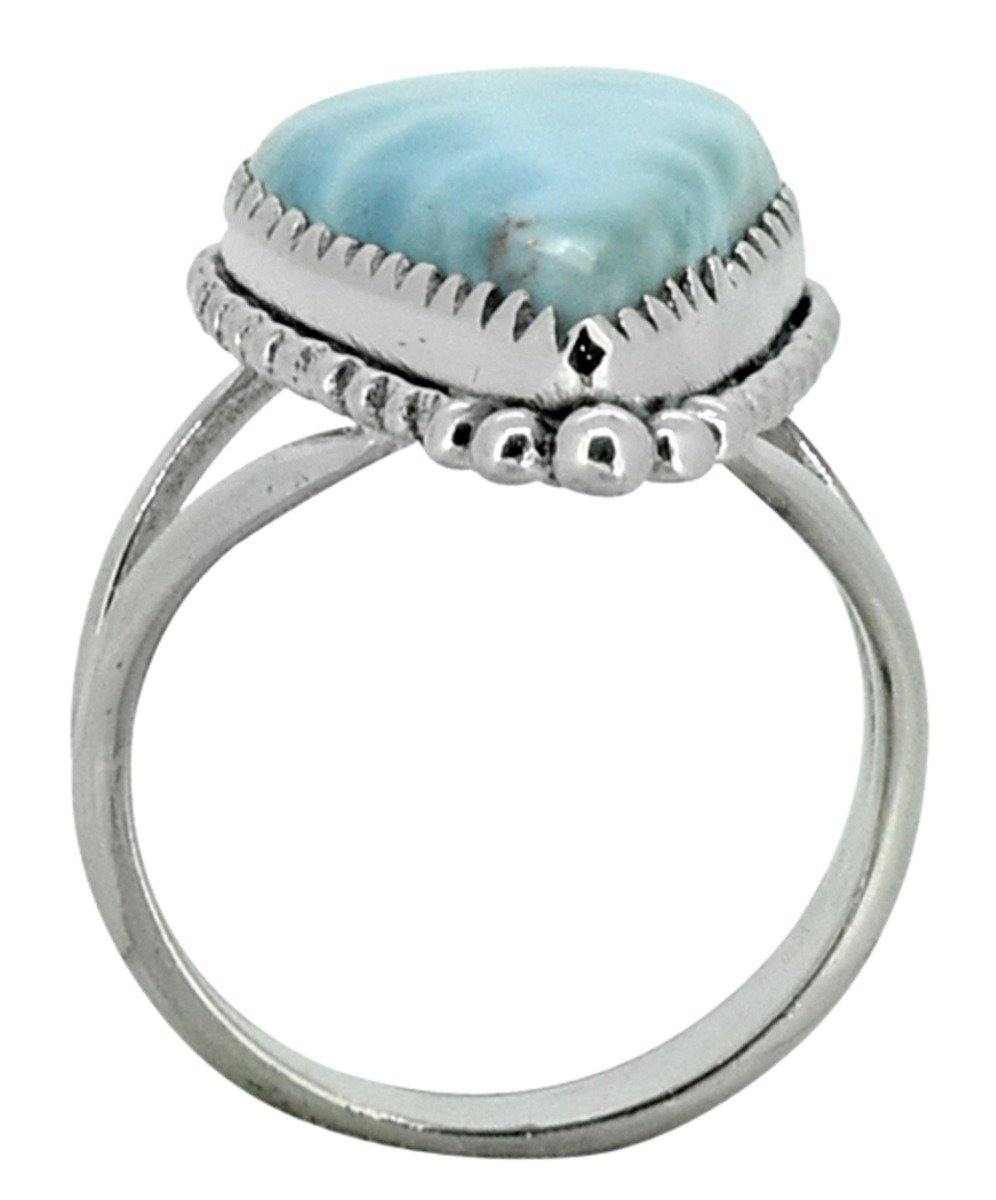 Natural Larimar Ring Solid 925 Sterling Silver Gemstone Jewelry - YoTreasure