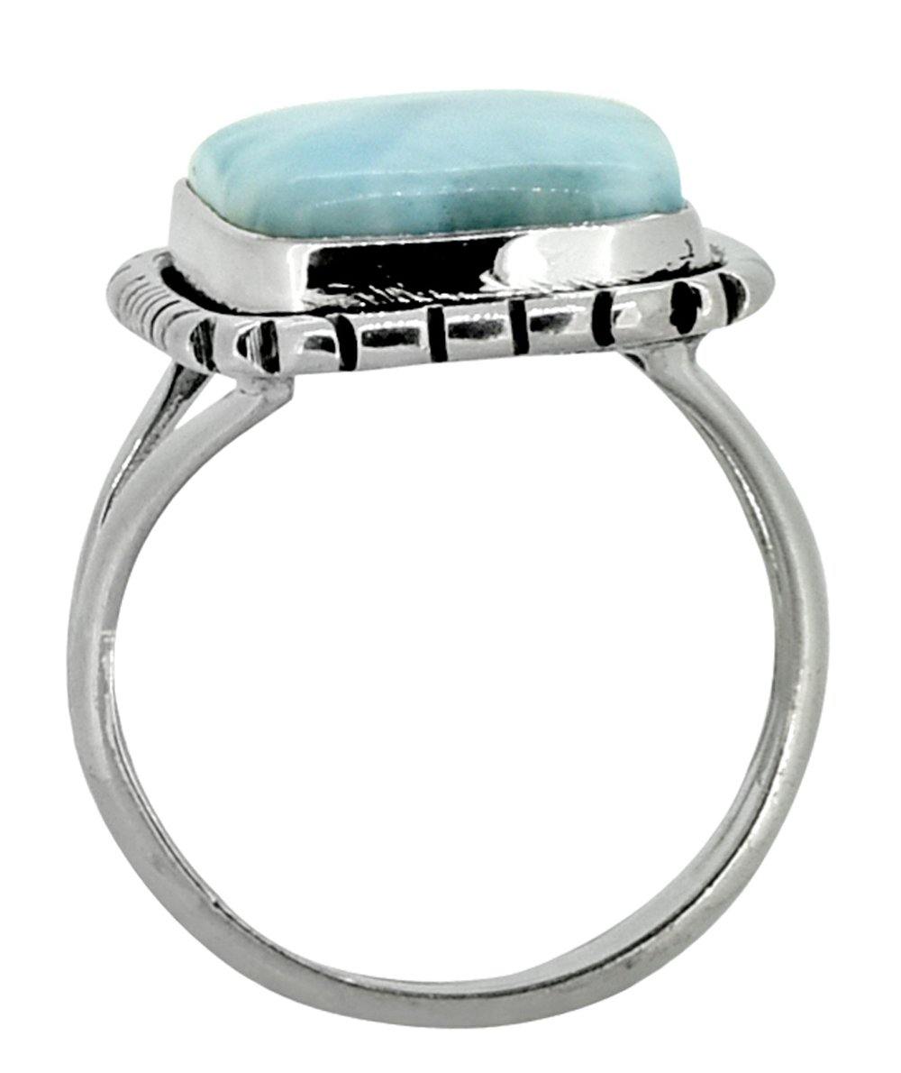 Natural Larimar Ring Solid 925 Sterling Silver  Jewelry - YoTreasure