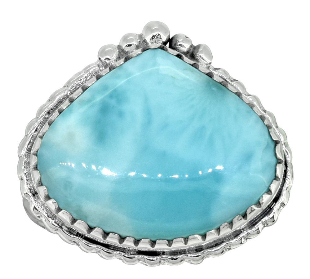 Natural Larimar Ring Solid 925 Sterling Silver Jewelry - YoTreasure