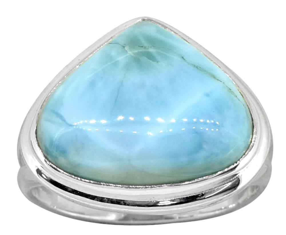 Natural Larimar Ring Solid 925 Sterling Silver Jewelry - YoTreasure