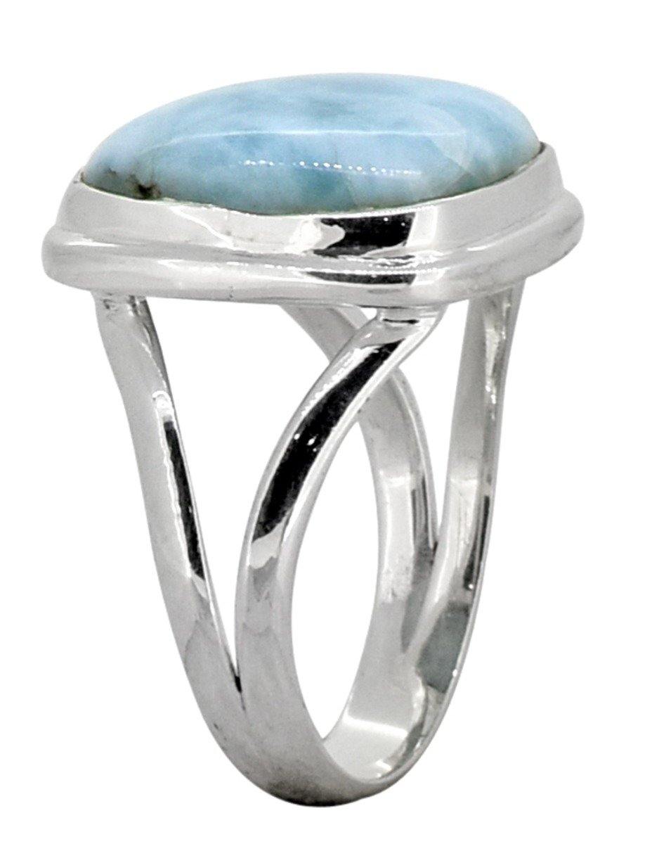 Natural Larimar Ring Solid 925 Sterling Silver Jewelry - YoTreasure