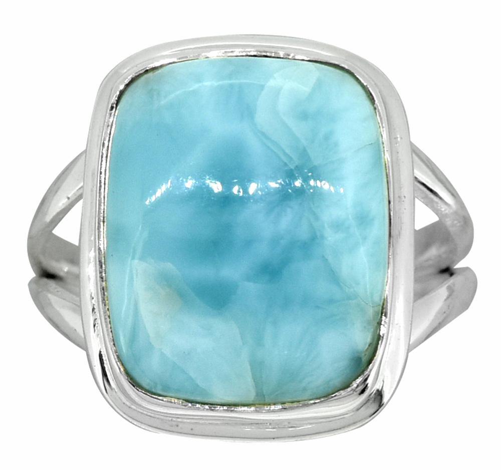 Natural Larimar Ring Solid 925 Sterling Silver Jewelry - YoTreasure