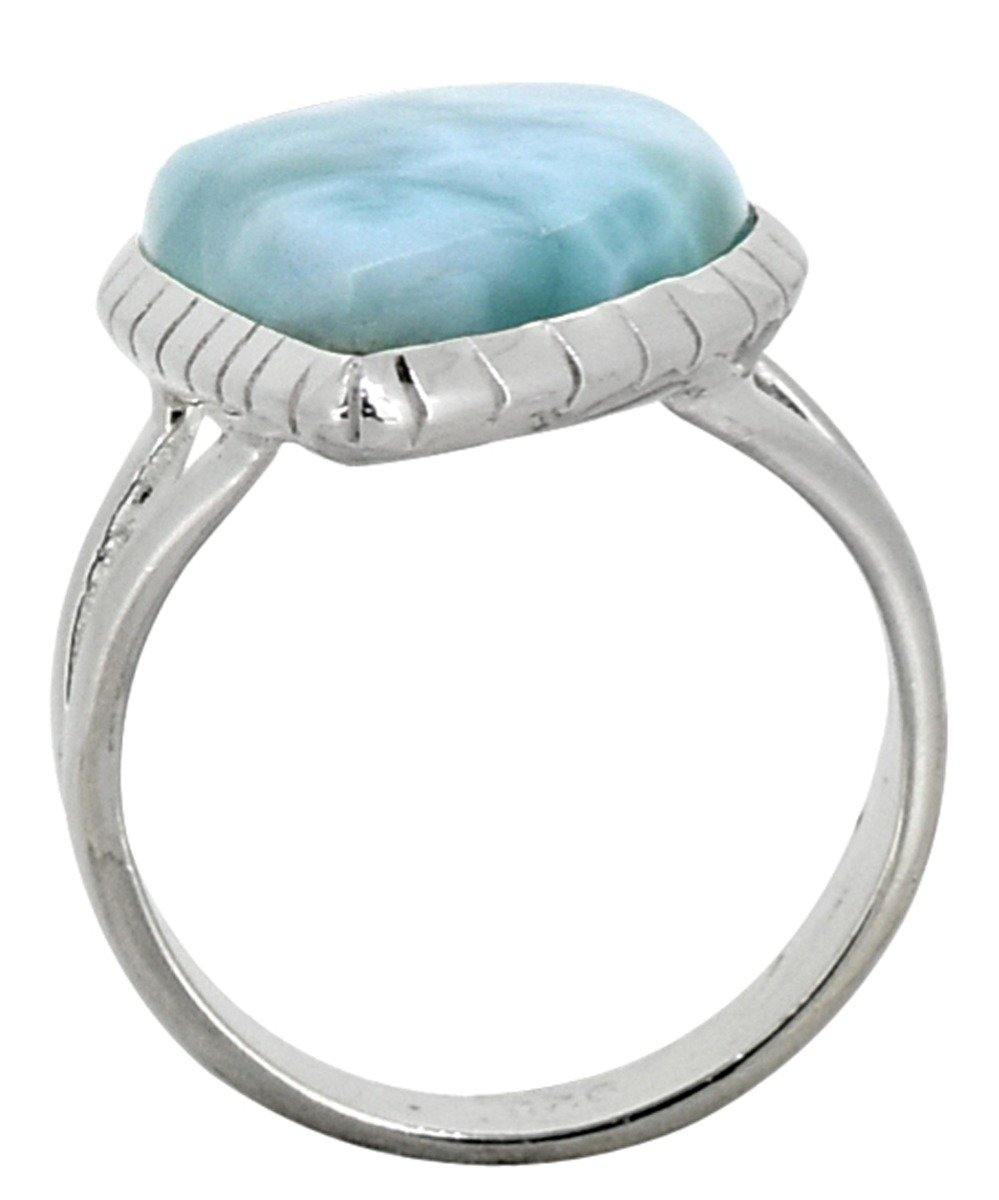 Natural Larimar Ring Solid 925 Sterling Silver Jewelry - YoTreasure