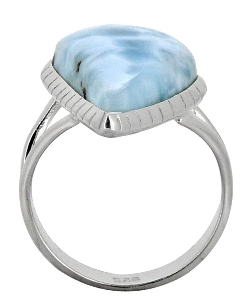 Natural Larimar Ring Solid 925 Sterling Silver Jewelry - YoTreasure