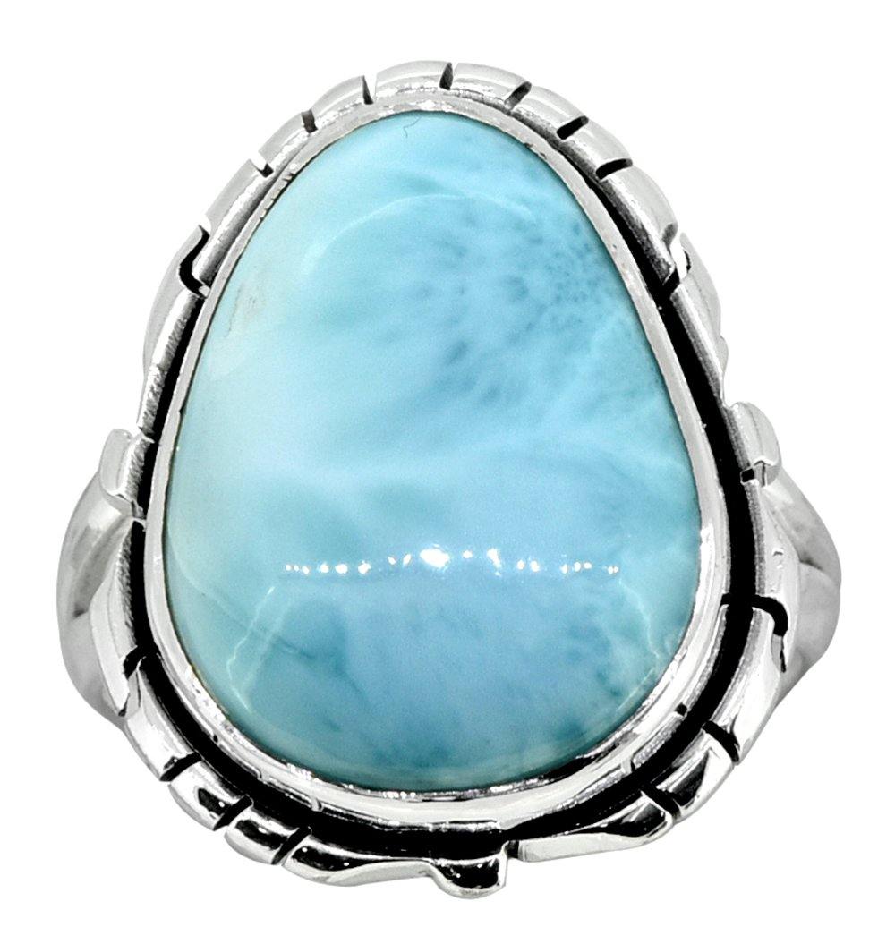 Larimar Solid 925 Sterling Silver Ring Jewelry - YoTreasure