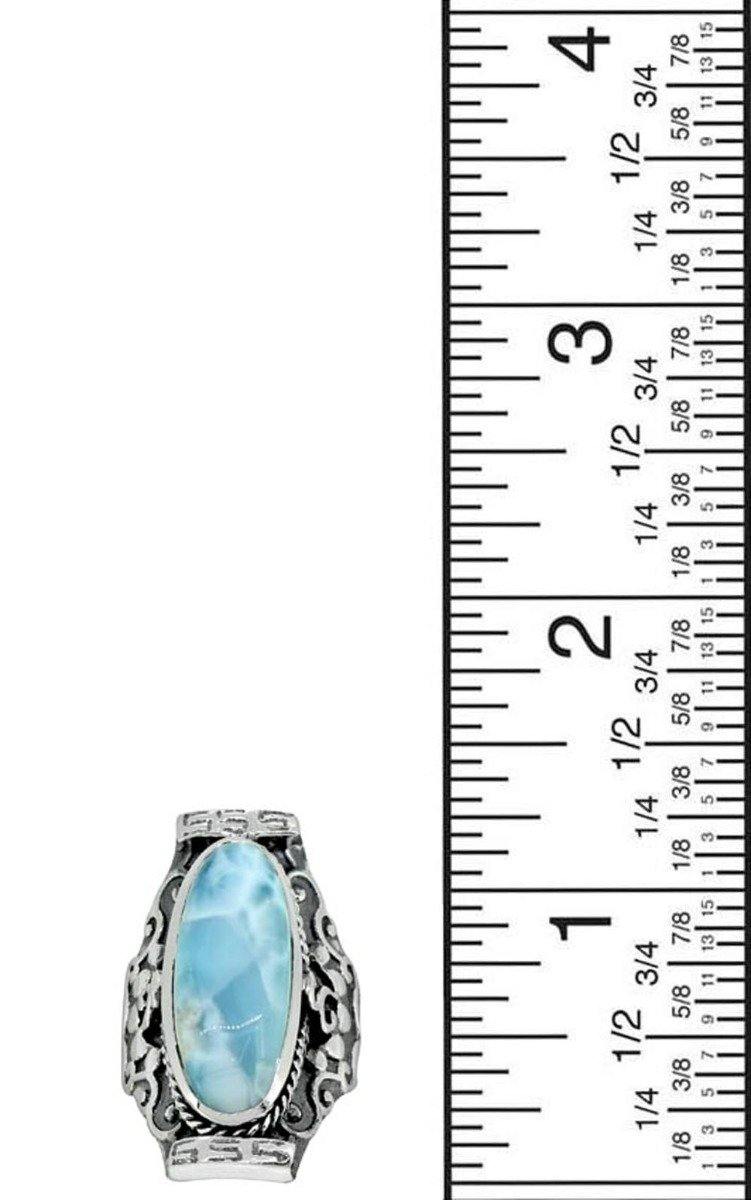 Natural Larimar Solid 925 Sterling Silver Ring Jewelry - YoTreasure