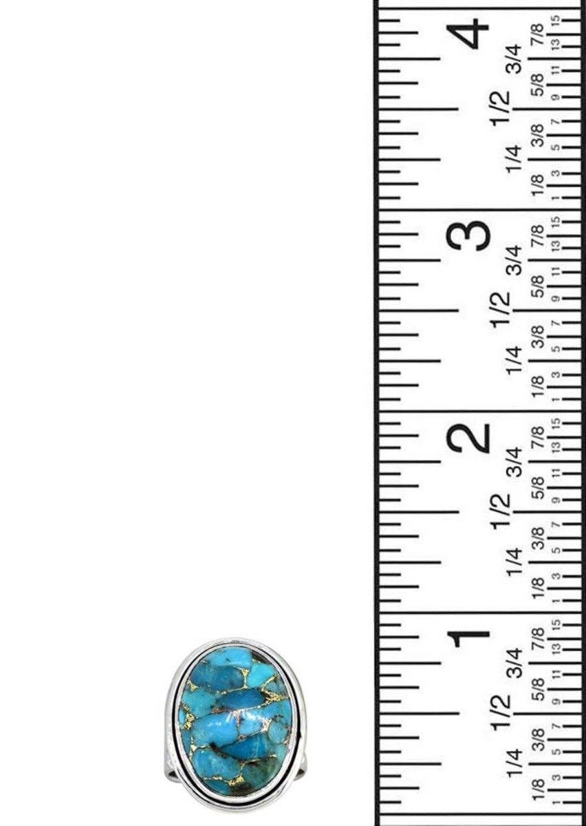 Blue Copper Turquoise Solid 925 Sterling Silver Ring Jewelry - YoTreasure